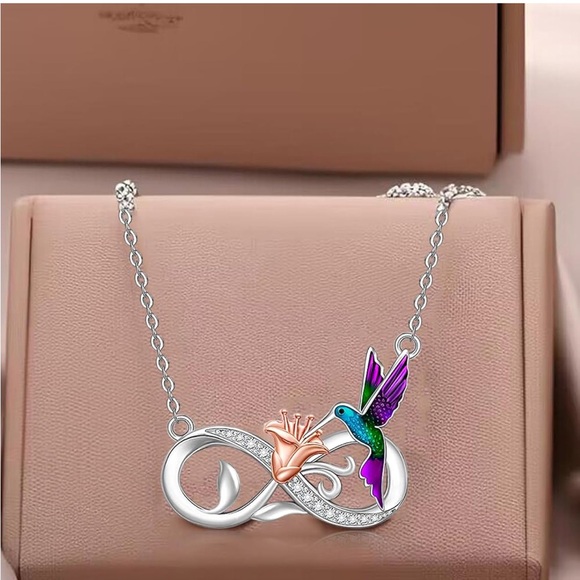 18k Infinity Hummingbird Diamond Necklace Angels are Near - Picture 2 of 5